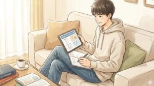 英語を勉強している男性