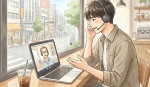 英語を勉強している男性